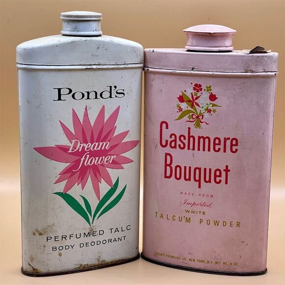 Vintage Pond's Dream Flower & Cashmere Bouquet Talcum Powder Tins Set USA - Picture 1 of 10